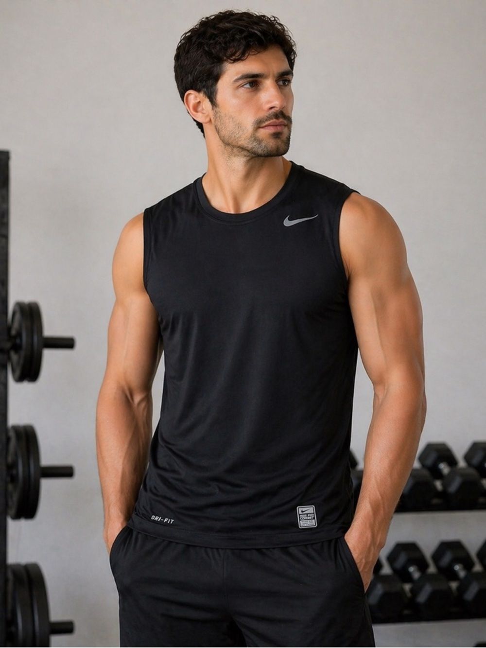 Nike Pro Combat Dri Fit Tank Sleeveless Top Black Men’s Size S Fitted
